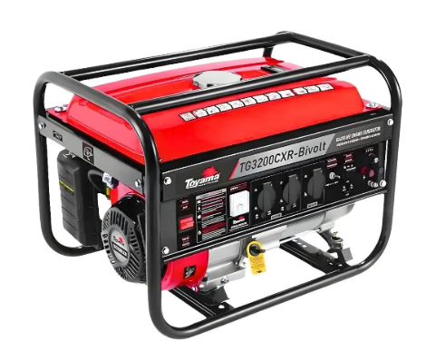 Gerador de energia portátil a gasolina Toyama TG3200CXR, 3,1 kVA, com painel bivolt e partida manual